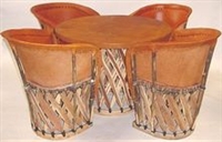 Equipal Mexican Equipale Pigskin Table & Chairs Set
