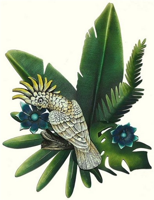 01- Tropical Cockatoo - Bird Metal Wall Art Decor Large Macaw 3D