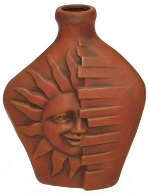 01-80060-3B  Clay Vase Sun Design 2 Sided Different Design