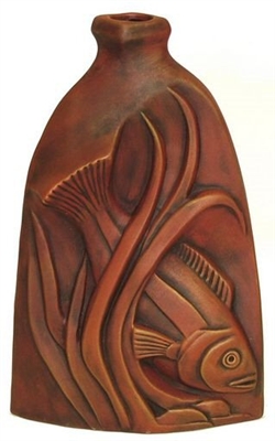 01-80060-B  Clay Vase Fish Design 2 Sided Different Design