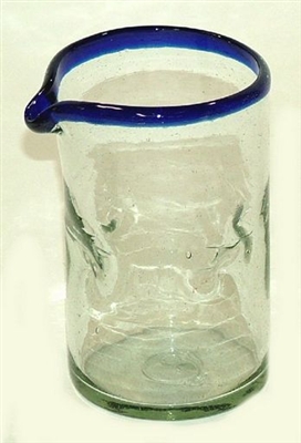 037-A Hand Blown Mexican Wine Carafe' Pinched Cobalt Blue Rim