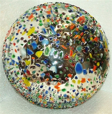 043-Z Glass Ball 10 inch Pebbled Confetti Garden Globe Sphere