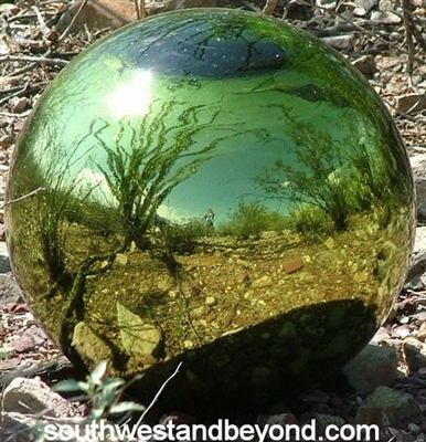 045-C Glass Gazing Ball 14 inch Olive Garden Globe Sphere