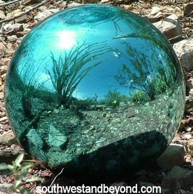 045-G Glass Gazing Ball 14 inch Aqua Blue Garden Globe Sphere