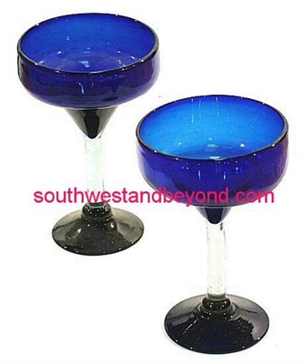 056-D Margarita Stemmed Glass Cobalt Blue Mexican Glassware - 4 pc Set