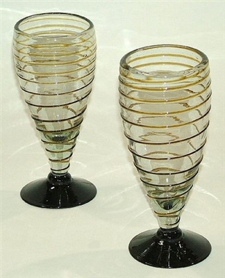 060-1C Beer Mexican Bubble Beer Glasses Amber Swirl  - 4 pc Set