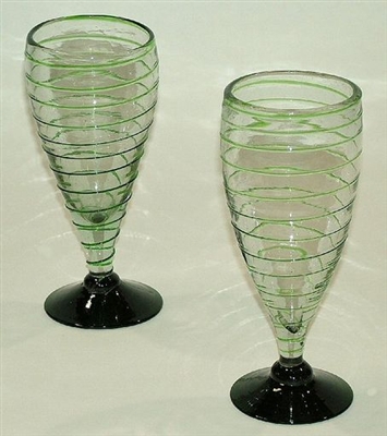 060-1F Beer Mexican Bubble Beer Glasses Green Swirl- 4 pc Set
