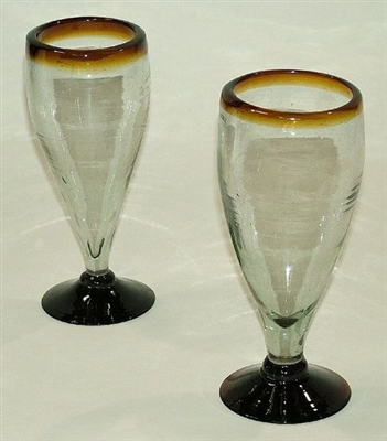 060-1m Beer Mexican Bubble Beer Glasses Amber Rim - 4 pc Set