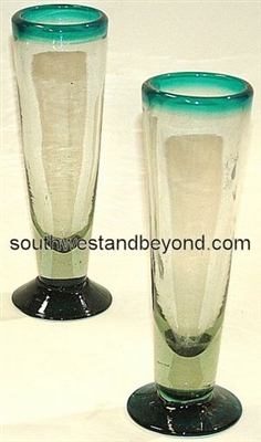 060-2C Specialty Mexican Glass Aqua Rim - 4 pc Set