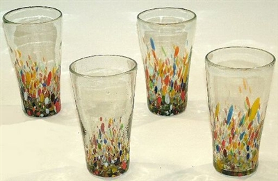 063-A16 Large Tavern Beer Glass Lower Half Confetti - 4pc Set