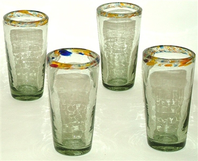 063-A19 Large Tavern Beer Glass Confetti Rim- 4pc Set