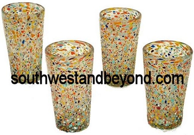 063-A22 Large Tavern Beer Glass Pebbled Confetti - 4pc Set
