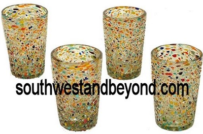 063-B23 Medium Tavern Beer Glass Pebbled Confetti - 4pc Set