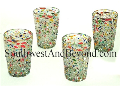 063-C24 Small/Medium Tavern Beer Glass Pebbled Confetti - 4pc Set