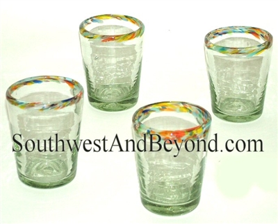 063-C33 Small/Medium Tavern Beer Glass Confetti Rim- 4pc Set