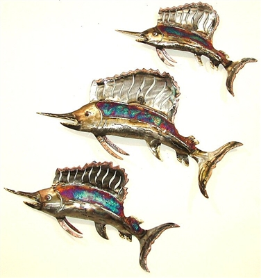 333-021 Fish - Tin Coppered Wall Art Fish - 3pc Set