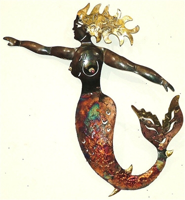 333-022 Mermaid - Golden Tail Mermaid Tin Wall Art