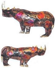 33341 Rhinoceros 2 pc Set Metal Art