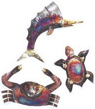 33394-97-99 Tin Coppered Crab, Sword Fish and Turtle Set
