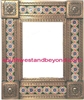 rectangular tin framed hand hammered mirror with talavera tiles - copper