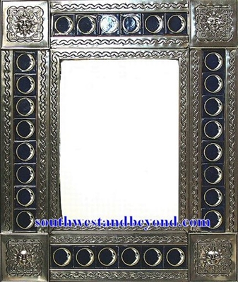 33450-S021 Sun Corner Tin Mirror Tiled Silver Color Frame