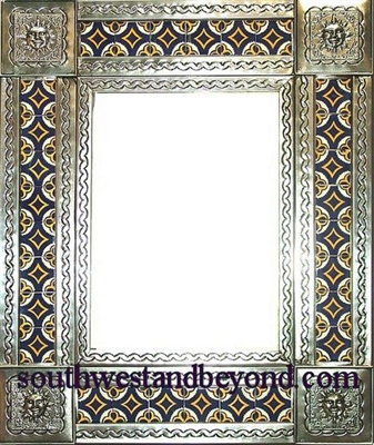33450-S032 Sun Corner Tin Mirror Tiled Silver Color Frame