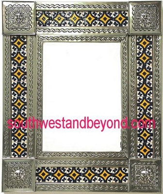 33450-S033 Sun Corner Tin Mirror Tiled Silver Color Frame