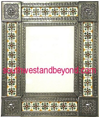 33450-S038 Sun Corner Tin Mirror Tiled Silver Color Frame