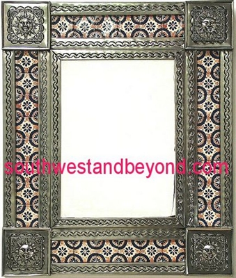 33450-S043 Sun Corner Tin Mirror Tiled Silver Color Frame