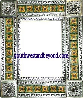 33450-S162 Sun Corner Tin Mirror Tiled Silver Color Frame