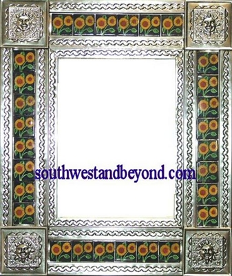 33450-S167 Sun Corner Tin Mirror Tiled Silver Color Frame