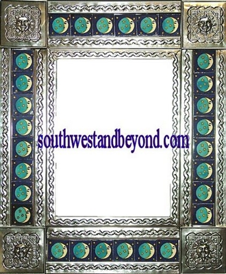 33450-S175 Sun Corner Tin Mirror Tiled Silver Color Frame