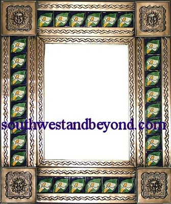 33450-crm097 Sun Corner Tin Mirror Tiled Coffee Cream Color Frame