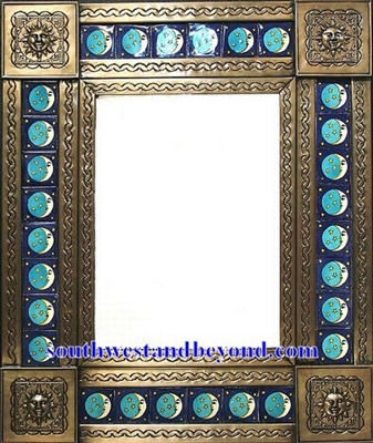 33450-crm175 Sun Corner Tin Mirror Tiled Coffee Cream Color Frame