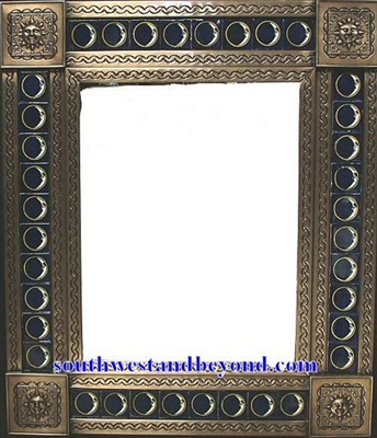 33451-Crm021 Sun Corner Tiled Coffee Cream Frame Mirror