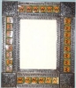 Mirror Tin Framed Talavera Tiled mirror with Flower Corners