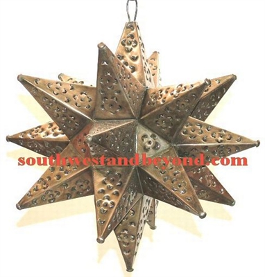 33536-A 12" Mexican Hanging Tin Star Light 18Pt