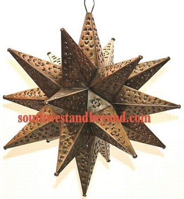 33536-B 16" Mexican Hanging Tin Star Light 18Pt