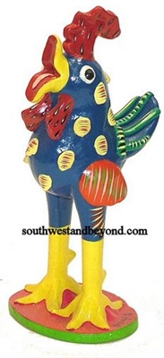 44433-02 Hand Painted Clay Rooster - Small