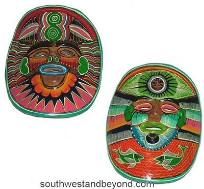 44460-B   Mexican Art Clay Masks - 2 pc