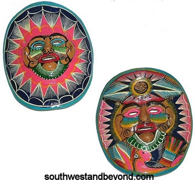44460-B1   Mexican Art Clay Masks - 2 pc