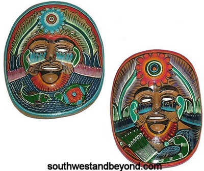 44460-C1   Mexican Art Clay Masks - 2 pc