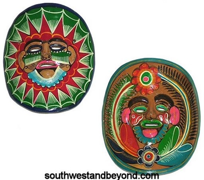 44460-J   Mexican Art Clay Masks - 2 pc