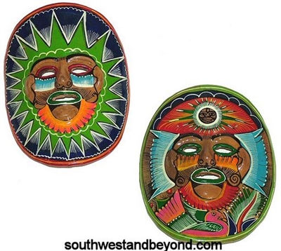 44460-L   Mexican Art Clay Masks - 2 pc