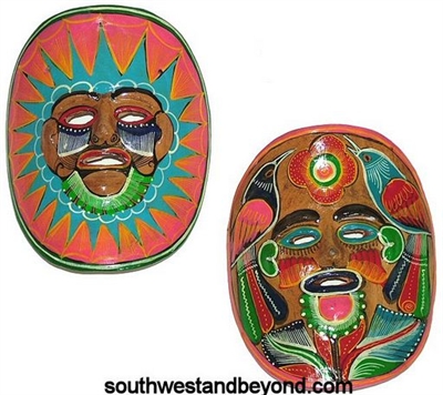 44460-O   Mexican Art Clay Masks - 2 pc