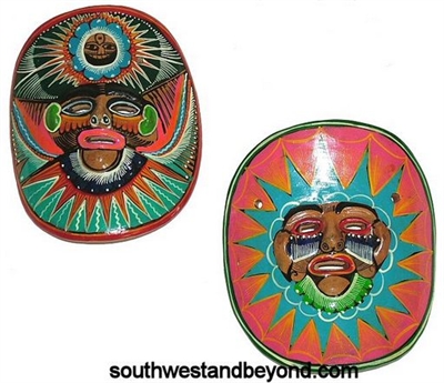 44460-T   Mexican Art Clay Masks - 2 pc