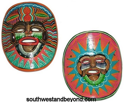 44460-W   Mexican Art Clay Masks - 2 pc