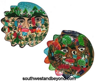 44465-03 Mexican Clay Eclipse Wall Art Decor - 2 pc