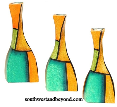 500-02A  3 pc Vase Set with Candles