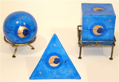 505  Geometric Clay Candle Set - Blue Moon